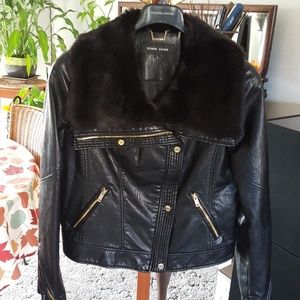 NWOT Black Black Rivit Black Faux Leather Jacket